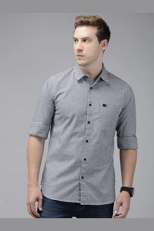 The Bear House Men Navy Blue Slim Fit Gingham Checks Checked Casual Shirt