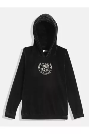 Ralph Lauren Girls Black Brand Logo Embroidered Hooded Sweatshirt