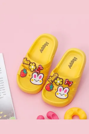 Yellow bee Girls Bunny Embellished Sliders