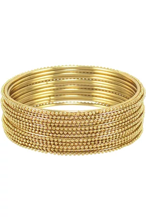 The Pari Set of 12 Gold-Plated Beaded Bangles