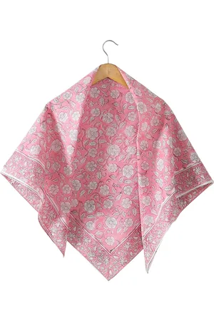 HANDICRAFT PALACE Floral Printed Cotton Square Scarf