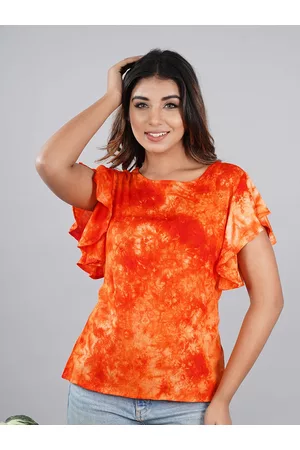 Bachuu Flutter Sleeves Tie and Dye Print Top