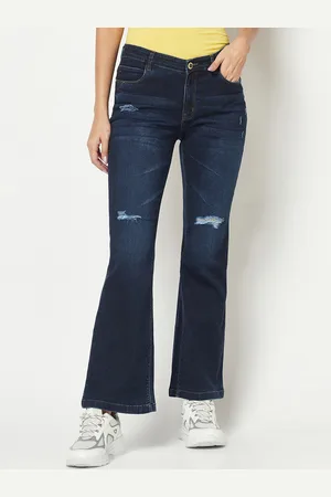 Crimsoune Club Women Comfort Bootcut Low Distress Light Fade Stretchable Jeans