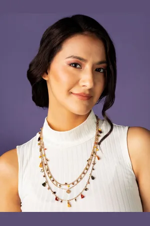 Priyaasi Gold-Plated Beaded Charm Tasselled Layered Necklace