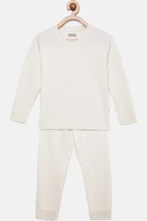 mackly Kids Off White Solid Thermal Set