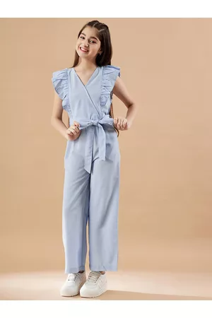 Cherry & Jerry Girls Self Design Waist Tie-Ups Basic Jumpsuit