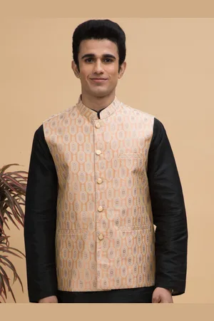 NEUDIS Ethnic Motif Jacquard Woven Nehru Jacket