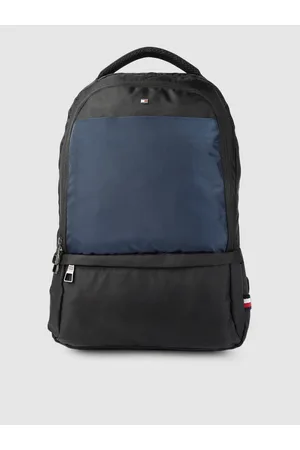 Tommy Hilfiger Unisex Black & Navy Blue Colourblocked Backpack