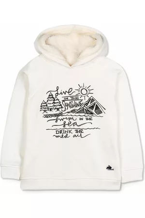 Cherry Crumble Unisex Kids White Printed Hooded Sweatshirt