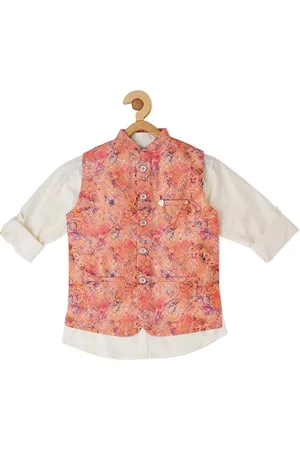 CAVIO Boys Printed Nehru Jacket With Shirt