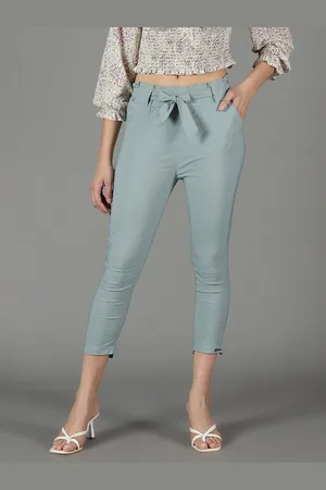 SHOWOFF Women Relaxed Slim Fit High-Rise Cigarette Trousers