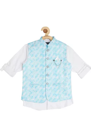 CAVIO Boys Printed Slim-Fit Nehru Jackets With Shirt