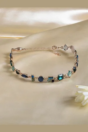 Ami Gold-Plated Artificial Stones Studded Contemporary Necklace