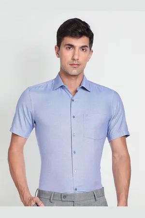 Arrow Chest Pocket Short Sleeves Formal Cotton Shirt