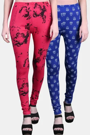 FRENCH KLEIDER Girls Pack Of 2 Printed Churidar-Length Cotton Leggings