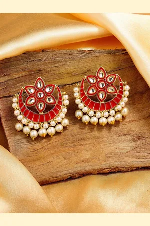 ESTELE Gold-Plated Floral Chandbalis Earrings