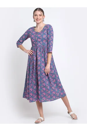 Kalini Women Floral Printed A-Line Cotton Dress