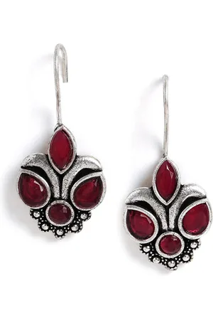 EL REGALO Silver-Plated Oxidised Drop Earrings