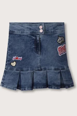 Blue Giraffe Girls A Line Knee Length Denim Skirt