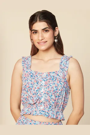 20Dresses Floral Printed Square Neck Ruffled Crop Top