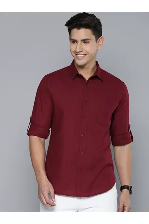 HERE&NOW Men Maroon Slim Fit Casual Shirt