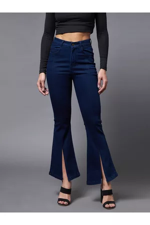 Miss Chase Women Navy Blue Bootcut High rise Clean look Regular Stretchable Denim Jeans