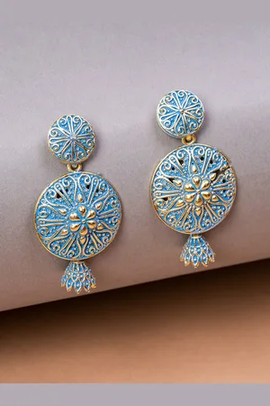 HOUSE OF ARLI Gold-Plated Circular Drop Earrings