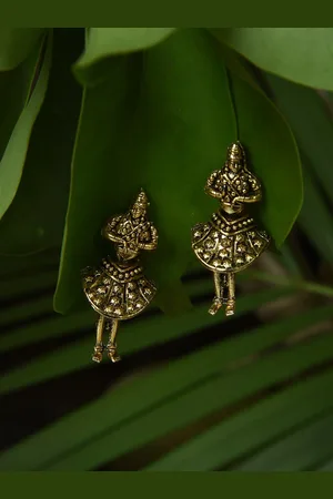 HOUSE OF ARLI Gold Plated Contemporary Drop Earrings