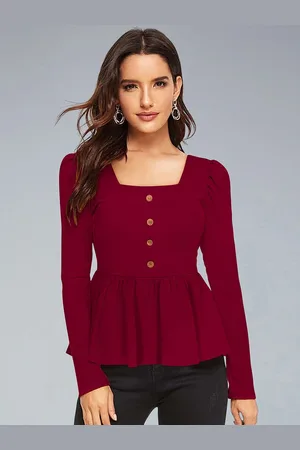 LONDON BELLY Square Neck Peplum Top
