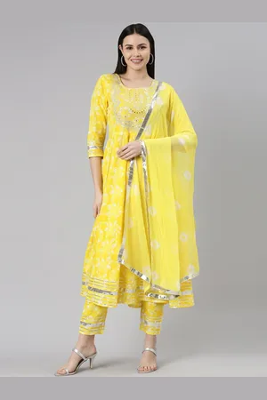 ERISHA Floral Embroidered Gotta Patti Kurta with Trousers & Dupatta