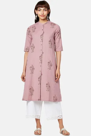 Pantaloons Floral printed Cotton Mandarin Collar Kurta