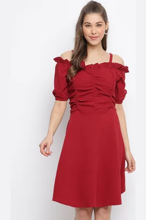 Mayra Off Shoulder Ruffle Details A-Line Dress