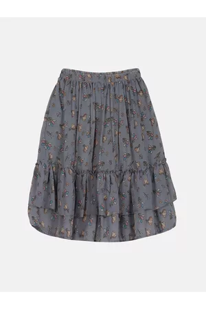 KiddoPanti Girls Printed Layered Flared Skirt