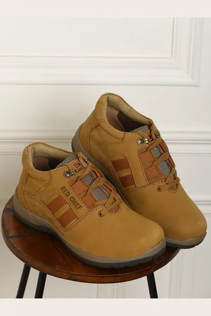 Red Chief Men Tan Brown Leather Sneakers