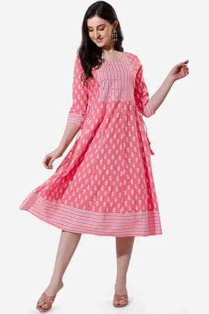 Mirchi Fashion Ethnic Motifs Printed Round Neck A-Line Ethnic Dress