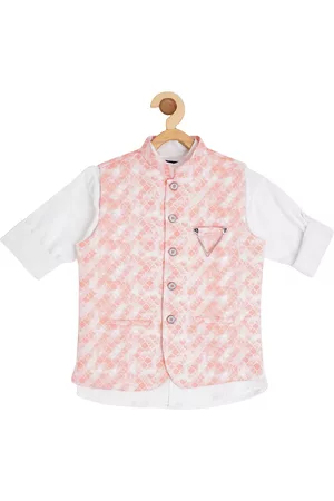 CAVIO Boys Printed Nehru Jacket With Shirt