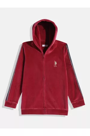 Ralph Lauren Girls Fuchsia Hooded Front-Open Sweatshirt With Taping Detail