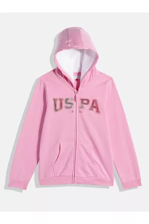 Ralph Lauren Girls Pink Brand Logo Printed Hooded Sweatshirt