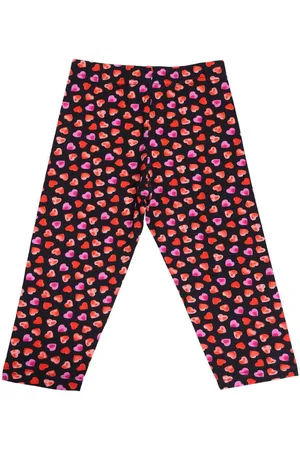 BodyCare Girls Black & Red Conversational Printed Cotton Capris