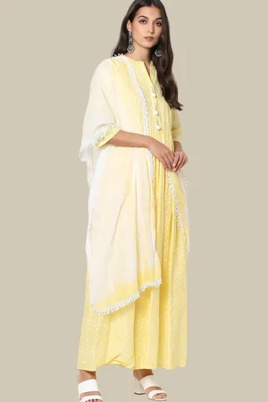 Chhabra 555 Bandhani Printed Pleated Kurta with Trousers & Dupatta