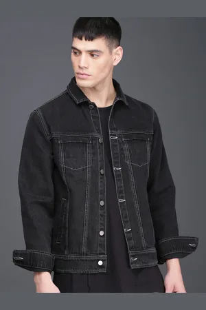 Buy WROGN Men Black Solid Slim Fit Denim Jacket - Jackets for Men 12421886  | Myntra