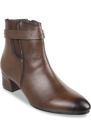 Metro Block Zipper Boots With Buckles
