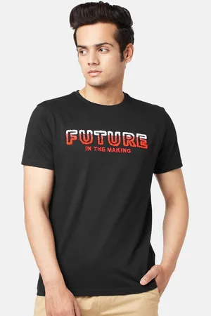 PEOPLE Men Typography Pure Cotton T-shirt