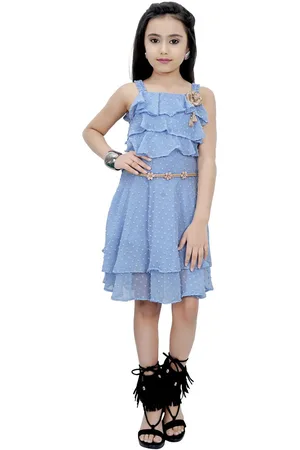 Buy TINY GIRL Off White Printed Polyester Boat Neck Girls Party Wear Midi  Dress | Shoppers Stop