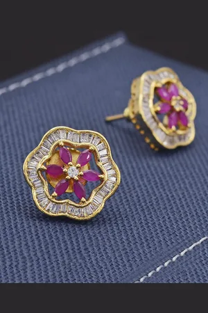 Tistabene Woman Red Floral Modern Stud Earrings