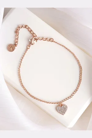 Joker & Witch Rose Gold Plated Heart Rhinestone Studded Bracelet Charm