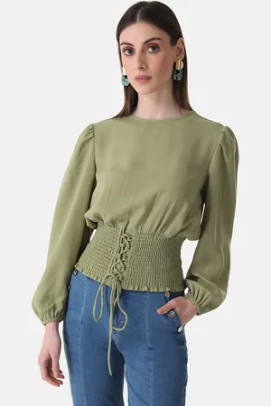 Kazo Round Neck Cinched Waist Top