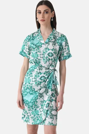 Kazo Floral Satin Wrap Dress