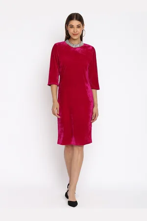 Mayra Embellished Detail Velvet Sheath Dress