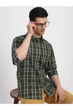 Arrow Men Slim Fit Tartan Checked Patch Pocket Cotton Casual Shirt